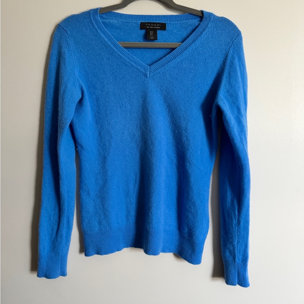 Blue cashmere V-Neck Sweater S